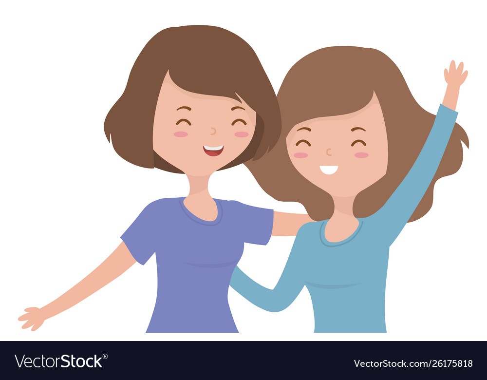 Happy tenager girls cartoons design Royalty Free Vector