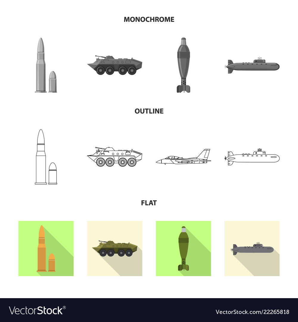 Isolated object of weapon and gun icon set vector image Isolated object of weapon and gun icon set