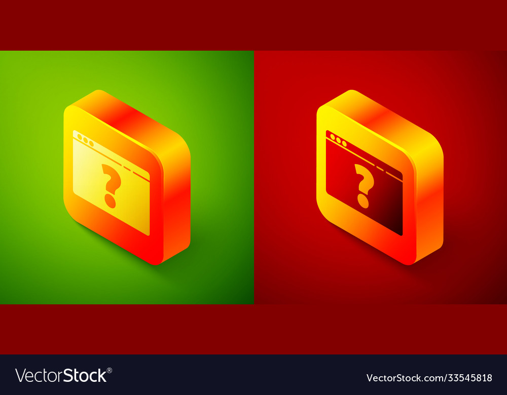 Isometric browser with question mark icon isolated vector image Isometric browser with question mark icon isolated