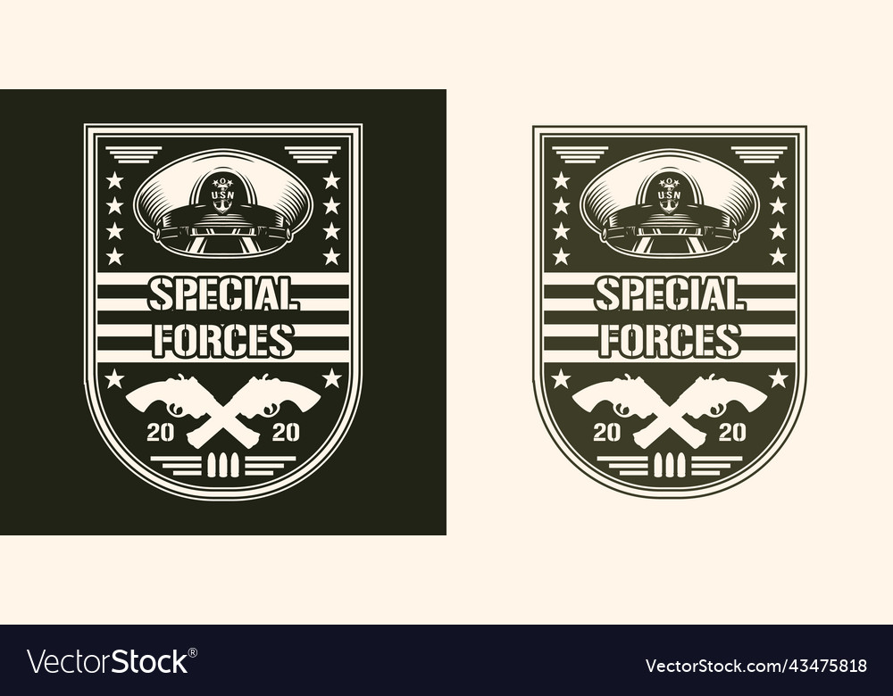 Military usn label vintage monochrome Royalty Free Vector