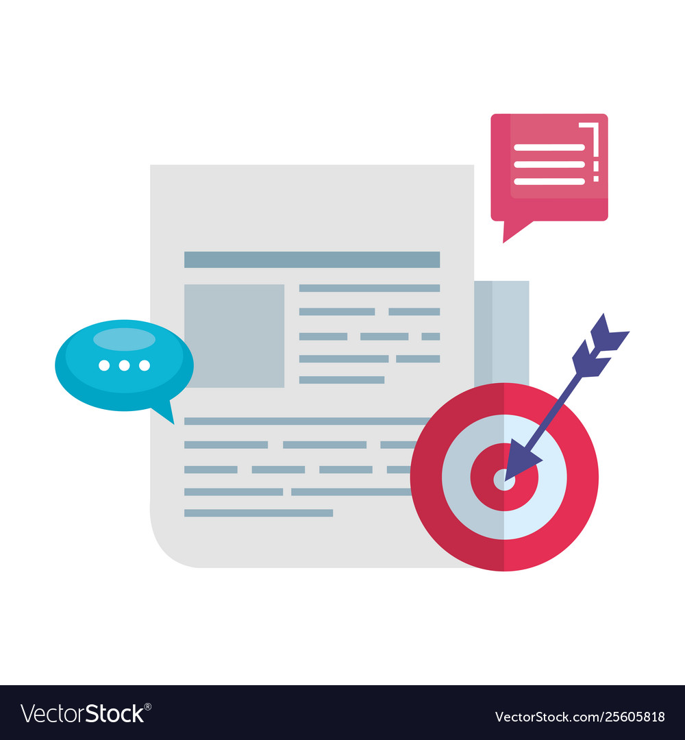 Paper document with speech bubbles and target Vector Image Paper document with speech bubbles and target