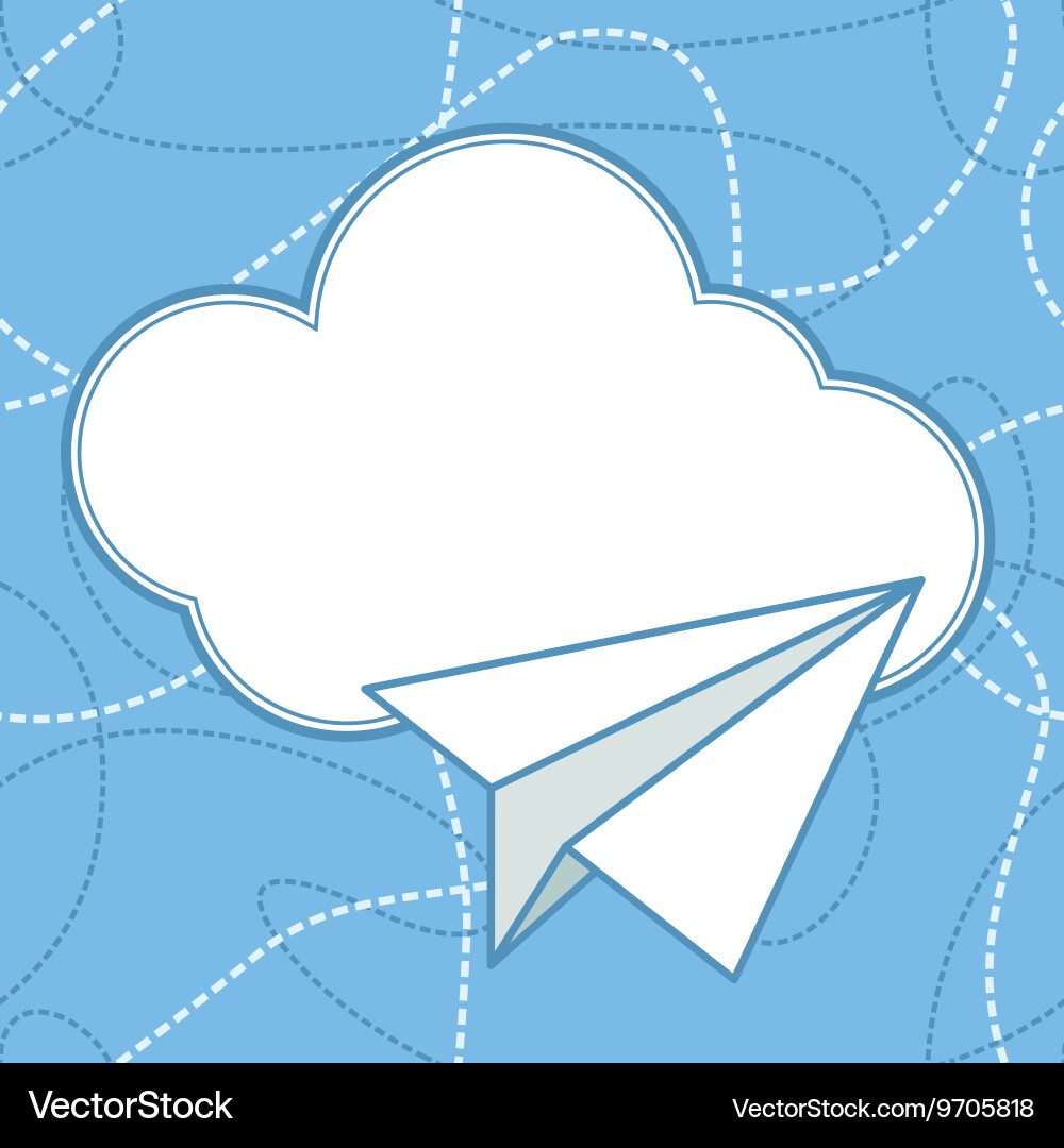Paper plane and cloud background Royalty Free Vector Image