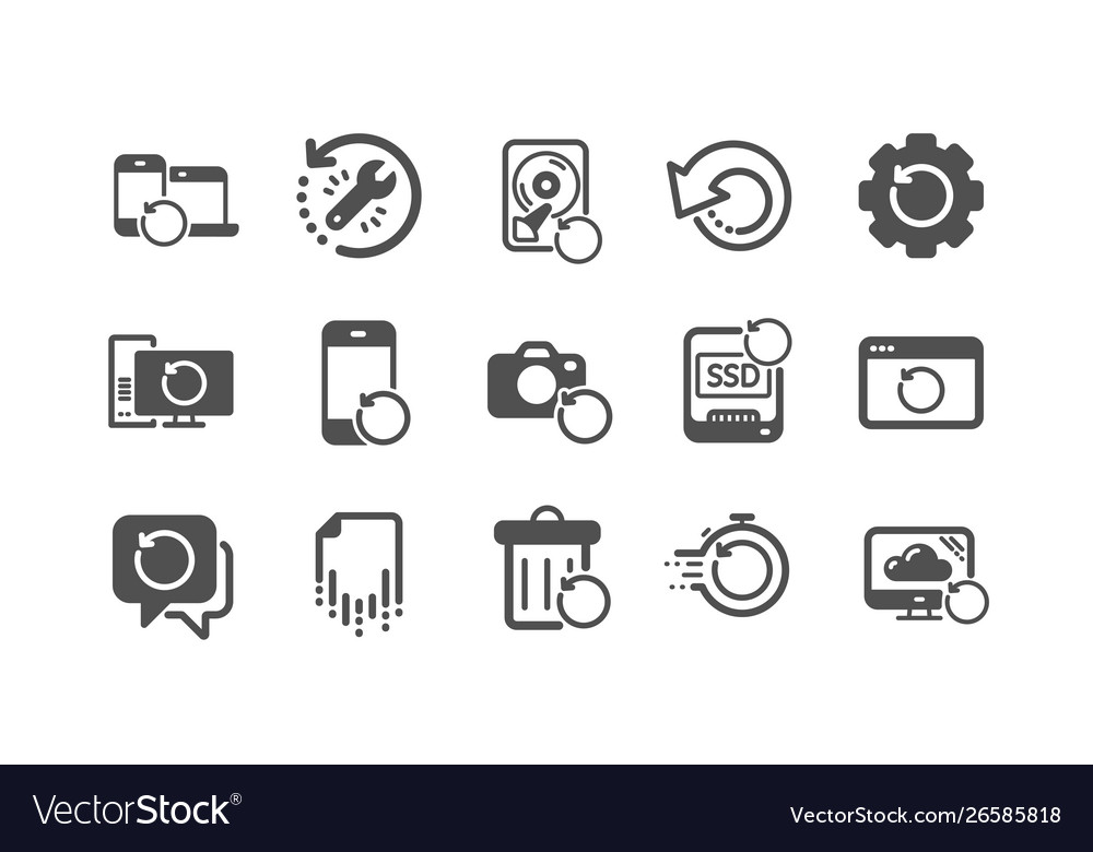 Wiederherstellen von Icons Backup Wiederherstellen von Daten und Wiederherstellung vector image Wiederherstellen von Icons Backup Wiederherstellen von Daten und Wiederherstellung
