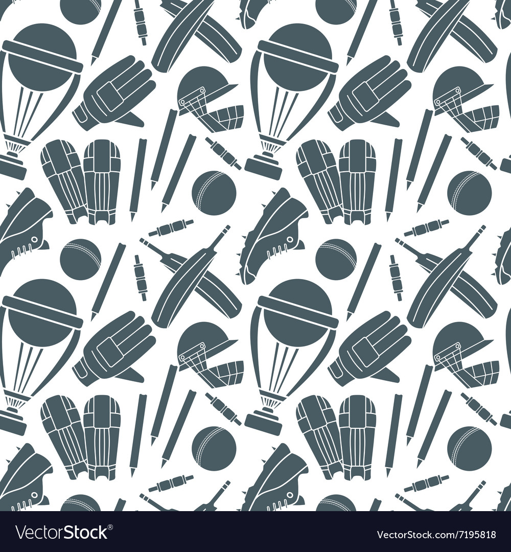 Seamless pattern with h cricket game elements
