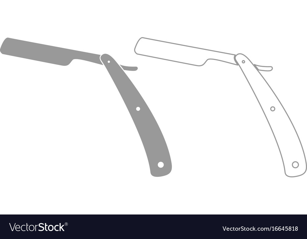 Straight razor grey set icon