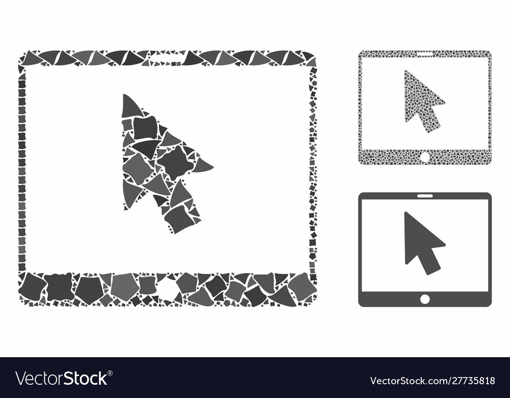 Tablet arrow pointer mosaic icon joggly items