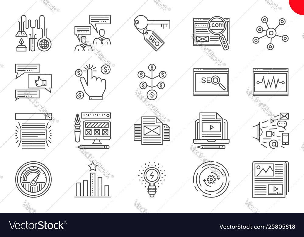Thin line icons set search engine optimization