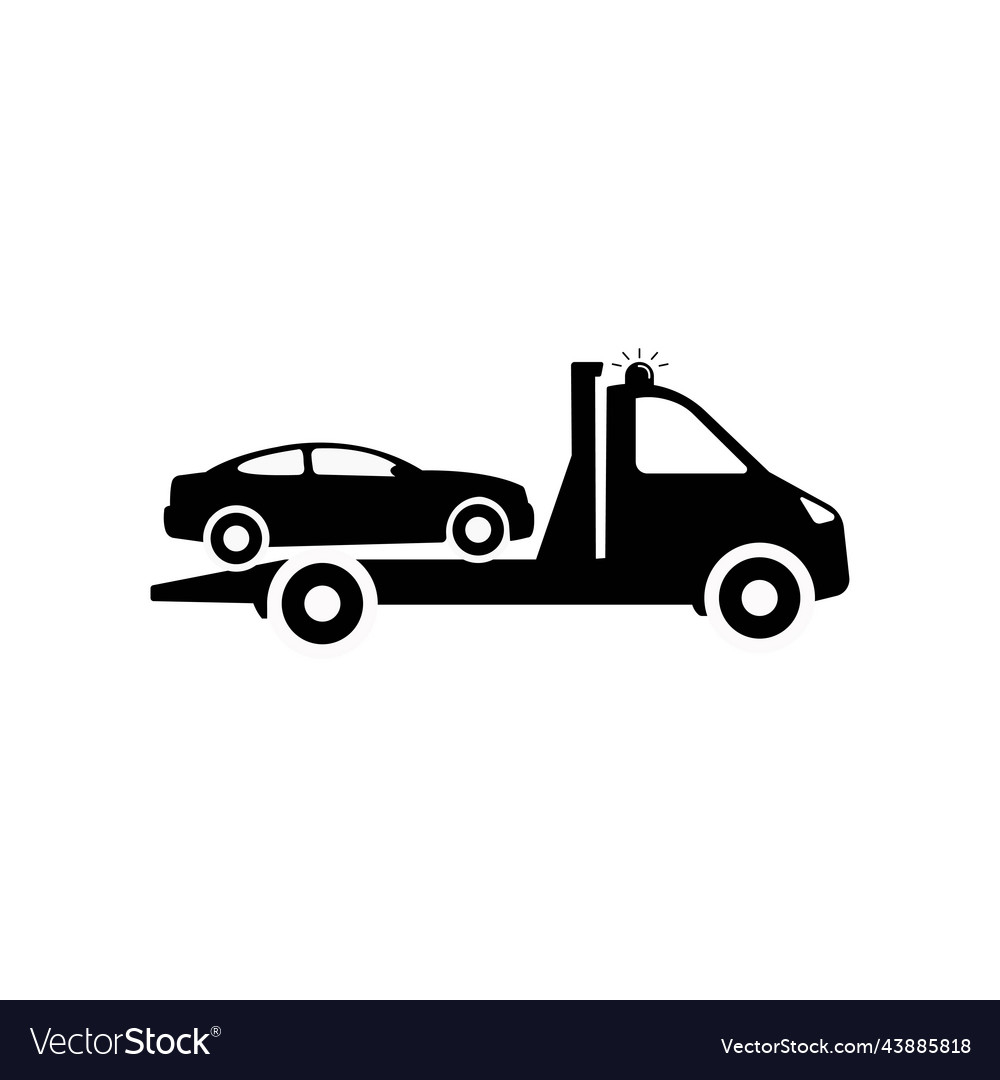 Tow truck icon towing van with car sign Royalty Free Vector