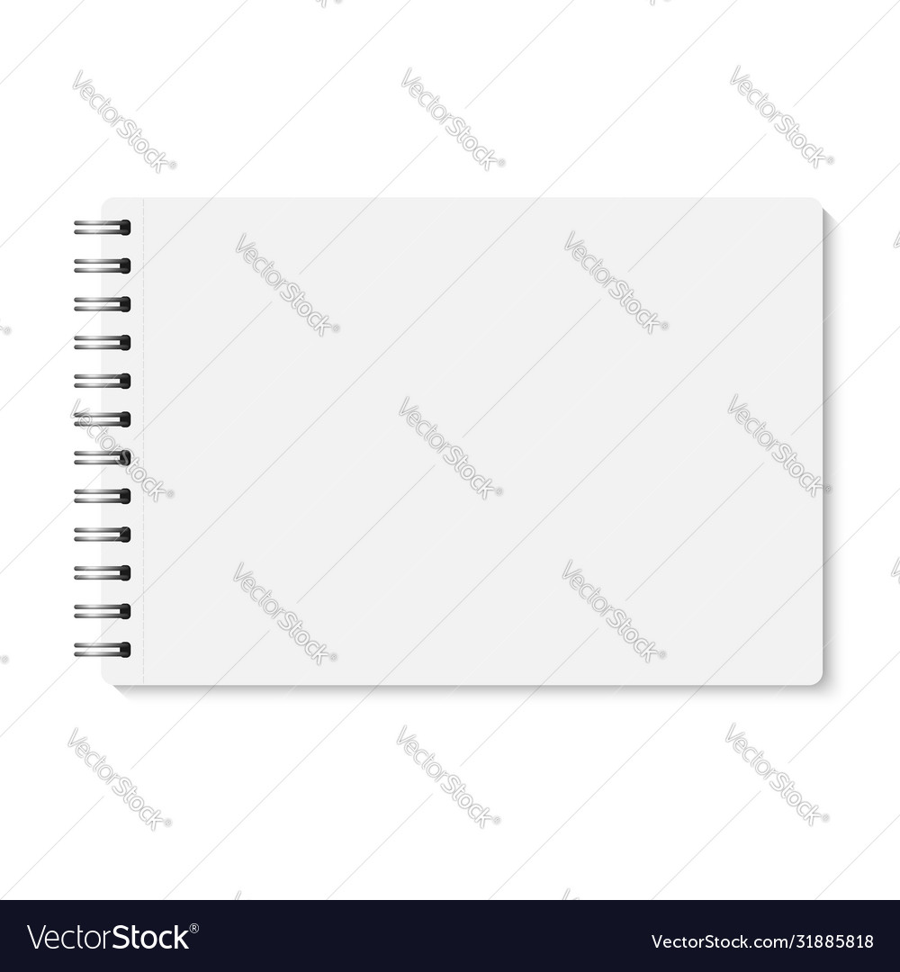 White realistic closed spiral bound notebook Vector Image