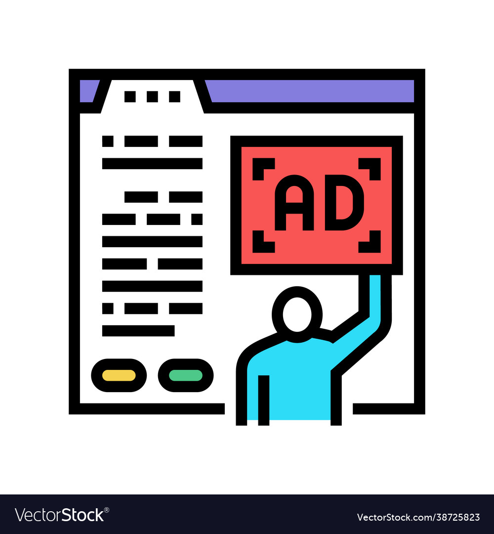 Algorithmic ad placement publisher color icon vector image Algorithmic ad placement publisher color icon