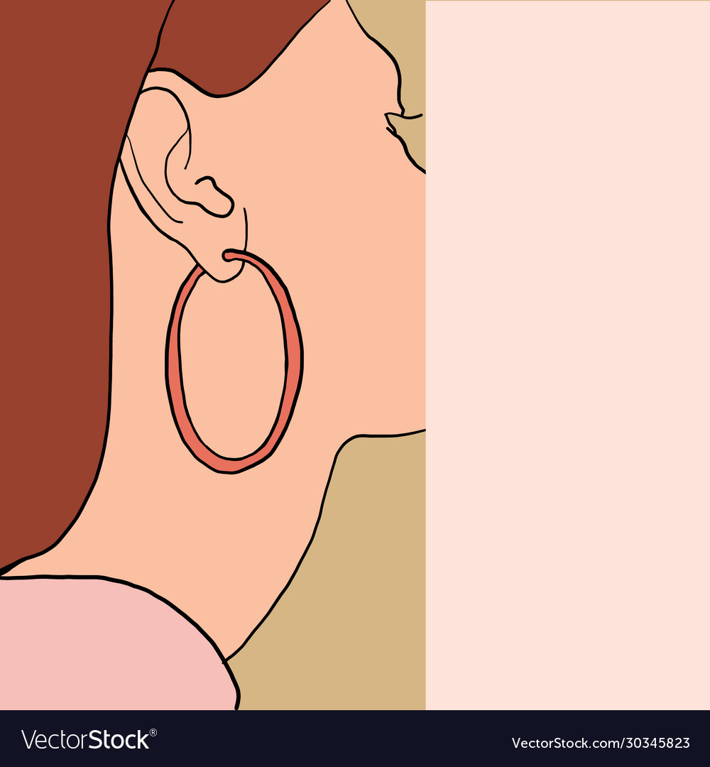 Beautiful woman wearing earrings flat color