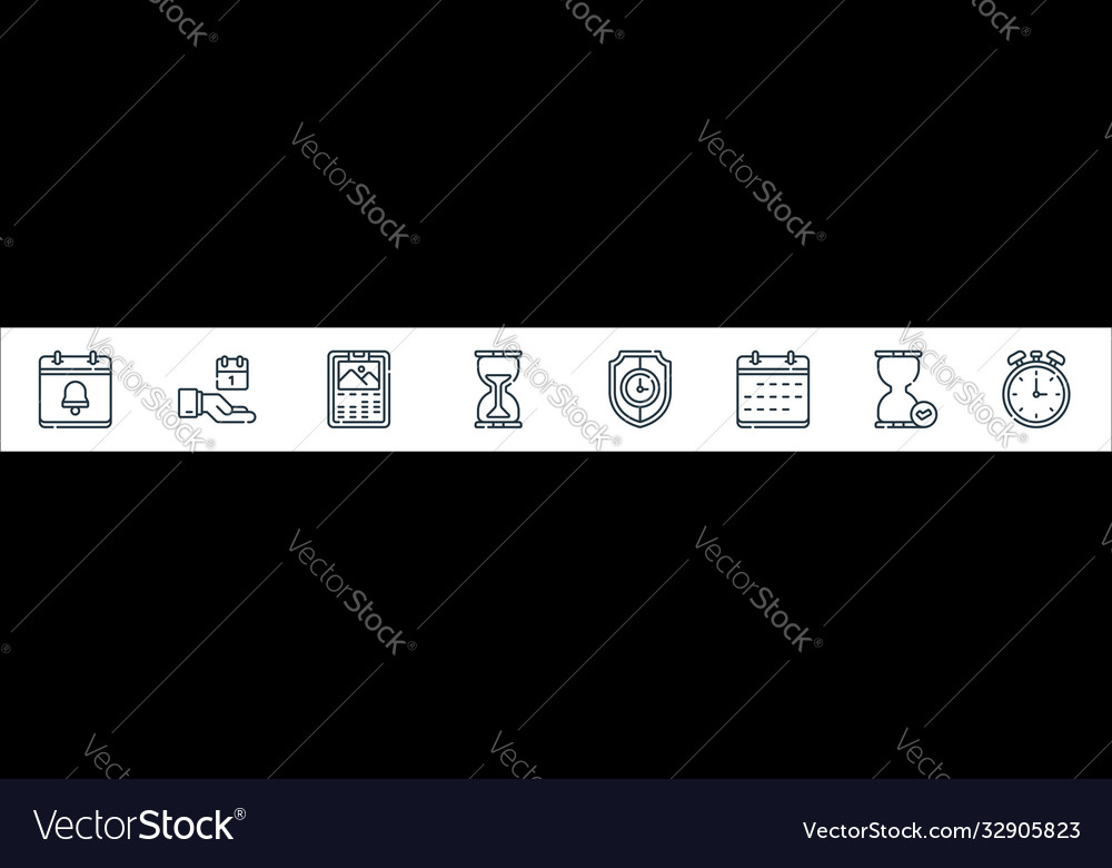 Calendar and date line icons linear set quality vector image Calendar and date line icons linear set quality