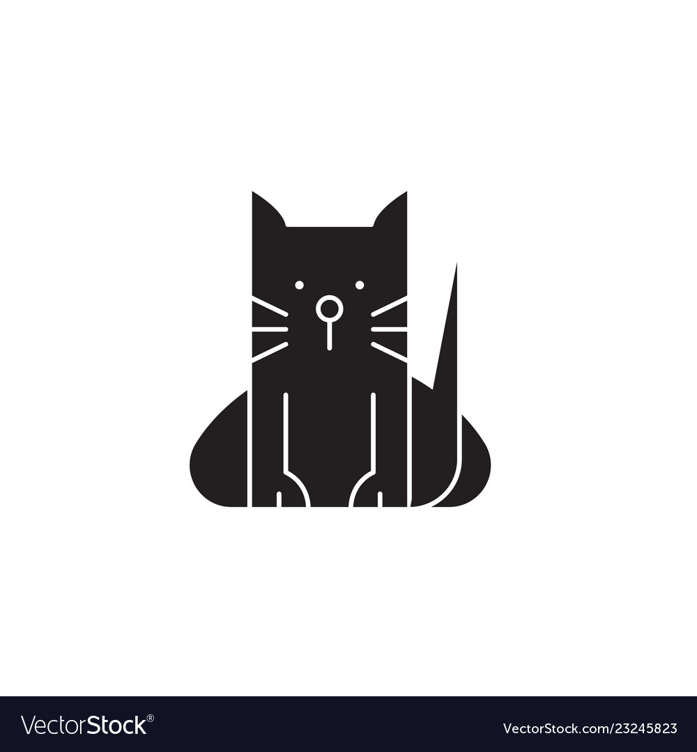 Black cat icon flat Royalty Free Vector Image - VectorStock