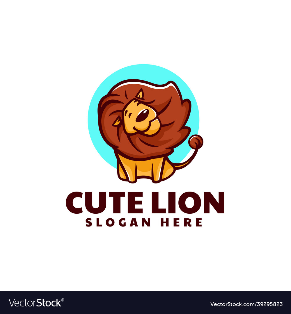 Logo cute lion simple mascot style Vector Image Logo cute lion simple mascot style