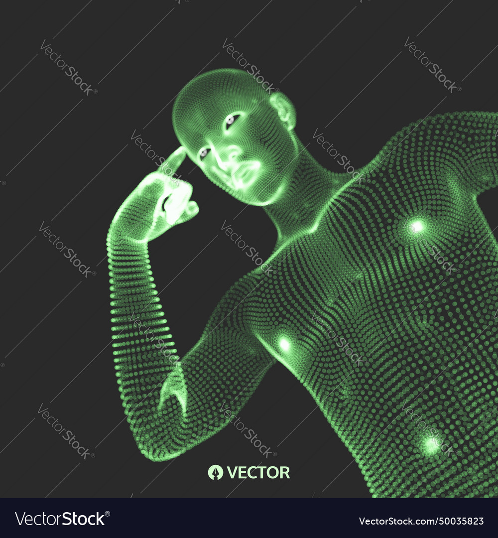 Man in a thinker pose 3d model of geometric Vector Image Man in a thinker pose 3d model of geometric