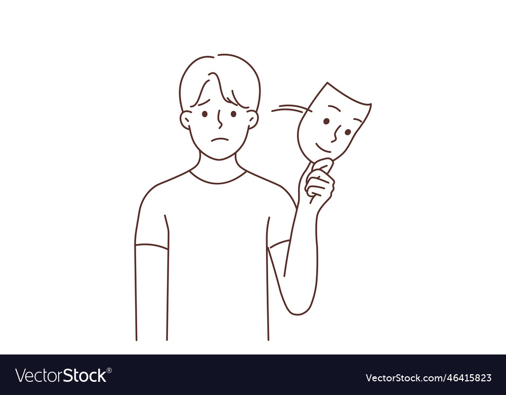 Man Removing Smiling Mask - Distress