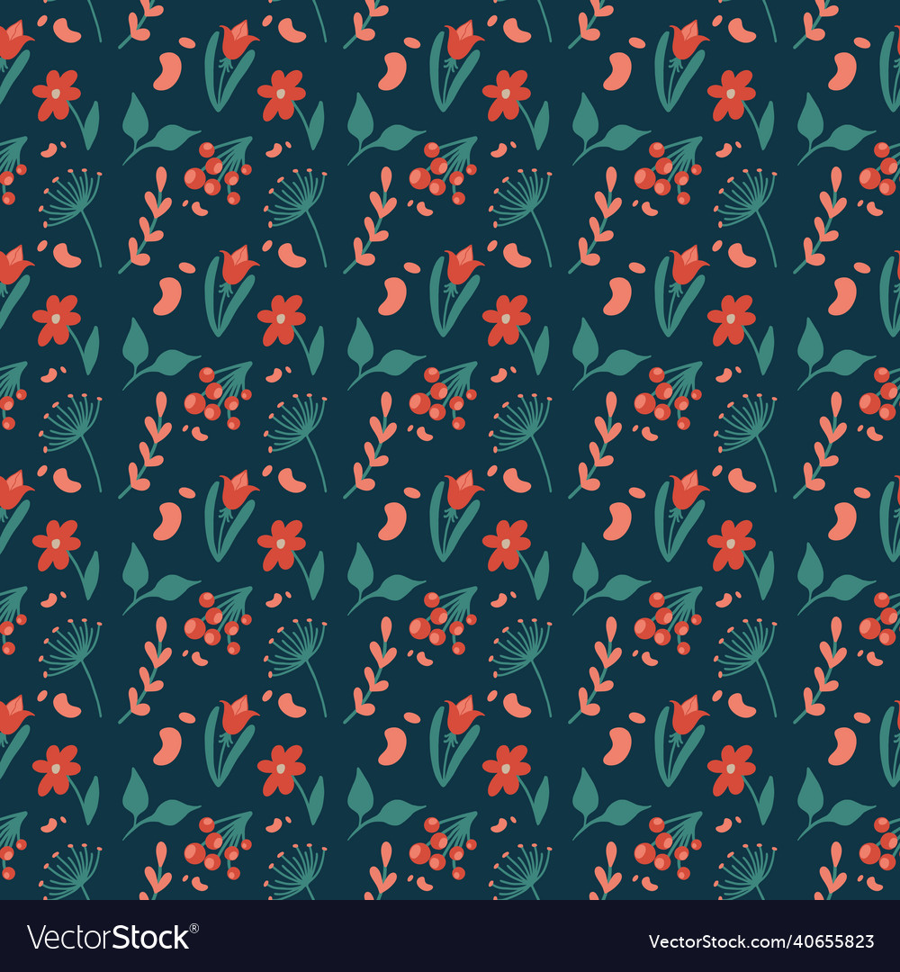 Pattern of flowers on a dark background