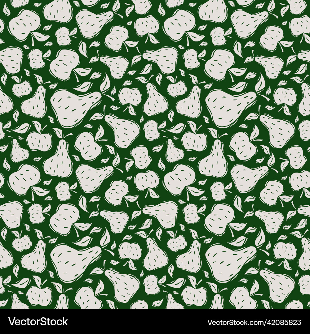 Pears and apple seamless pattern Royalty Free Vector Image