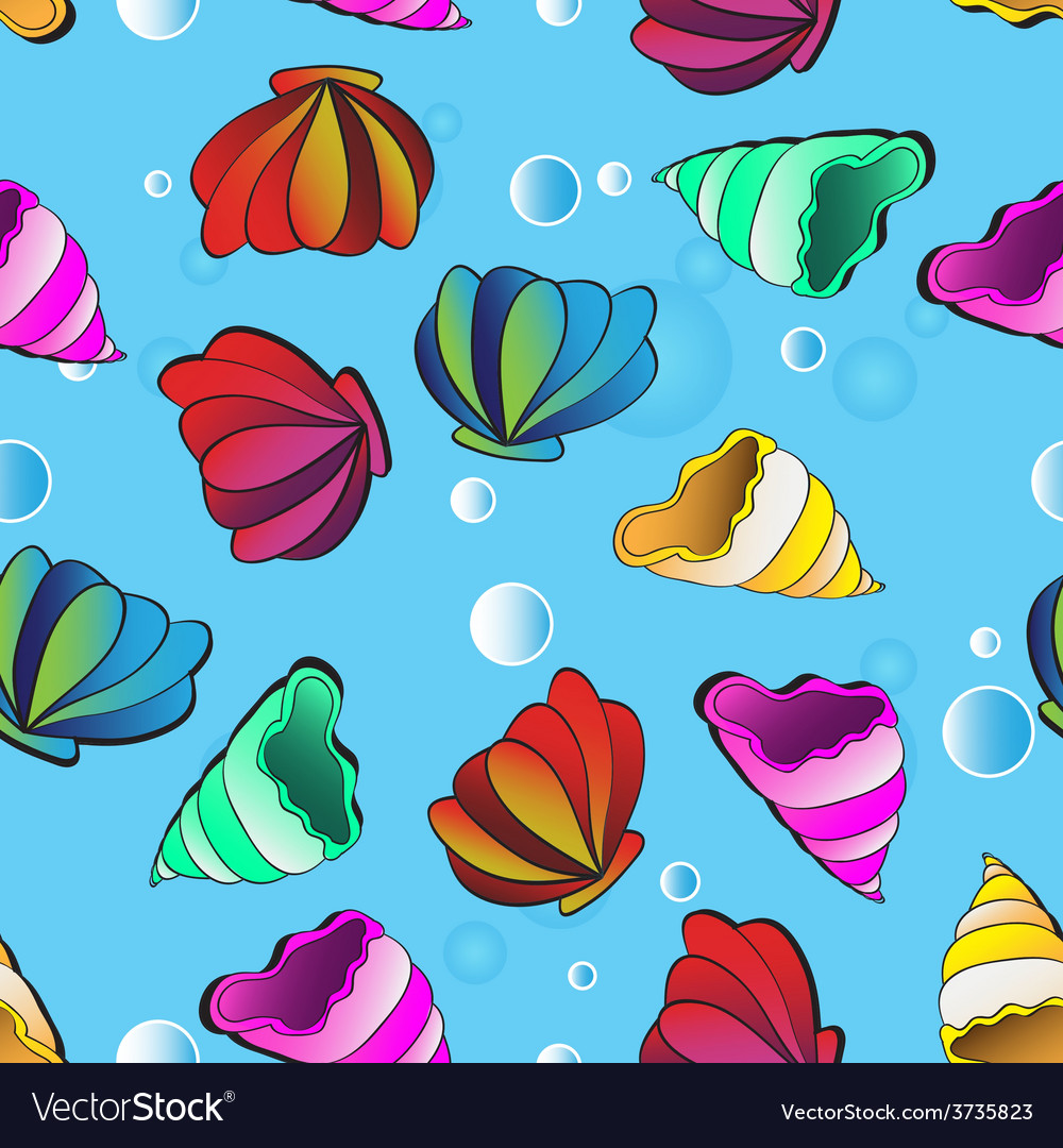 Seamless background with sea shells