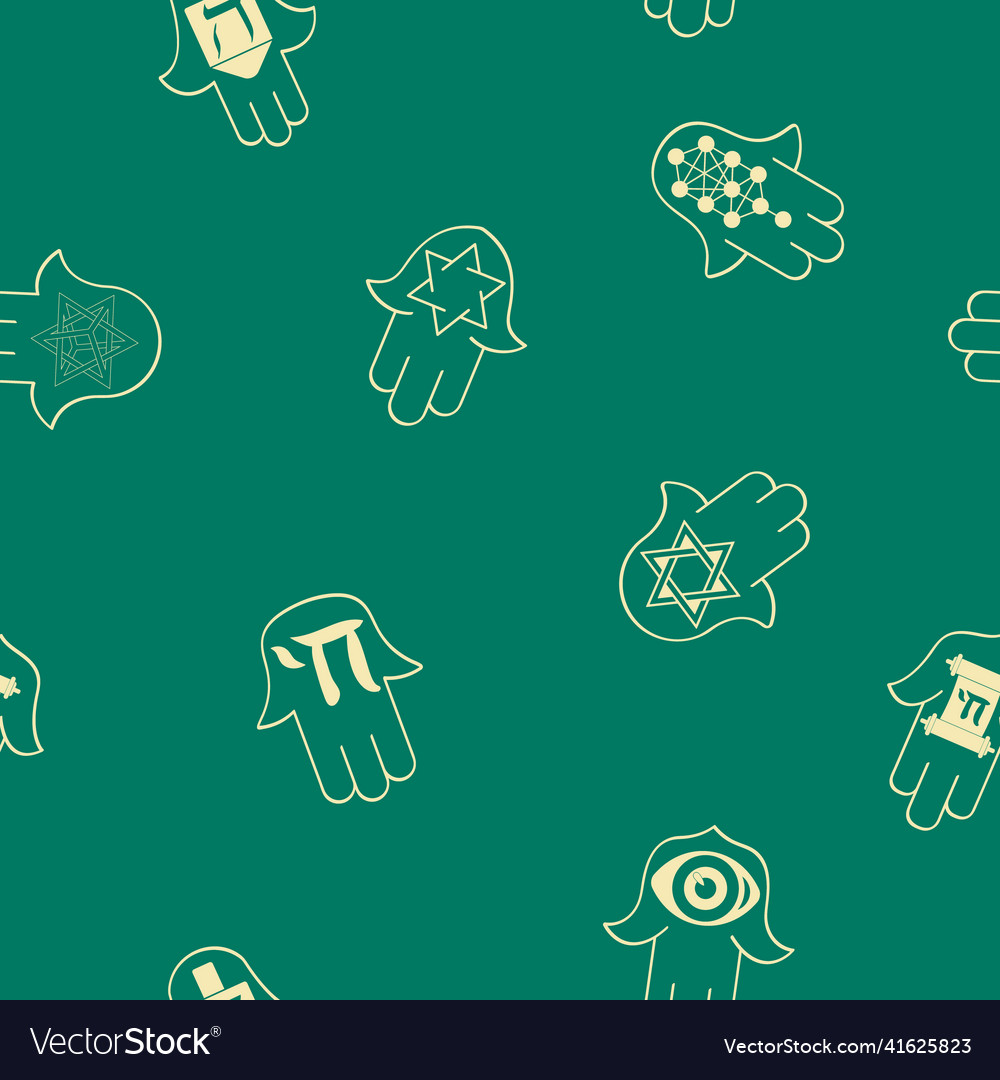 Seamless pattern with amulet hamsa