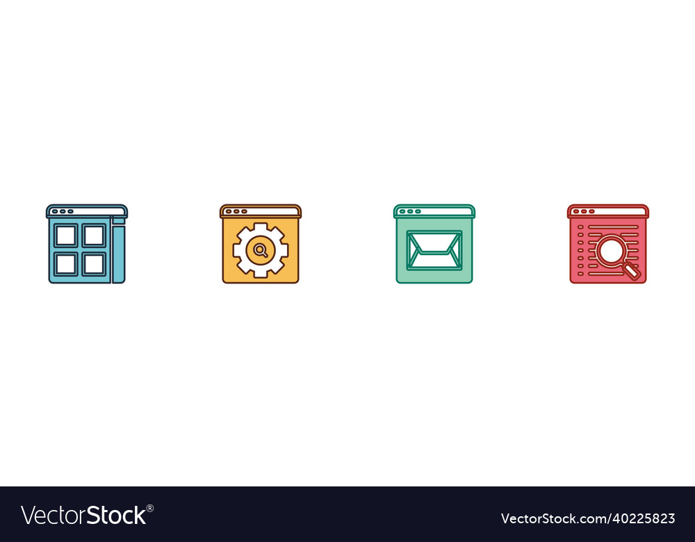 Set browser files setting website and mail vector image Set browser files setting website and mail