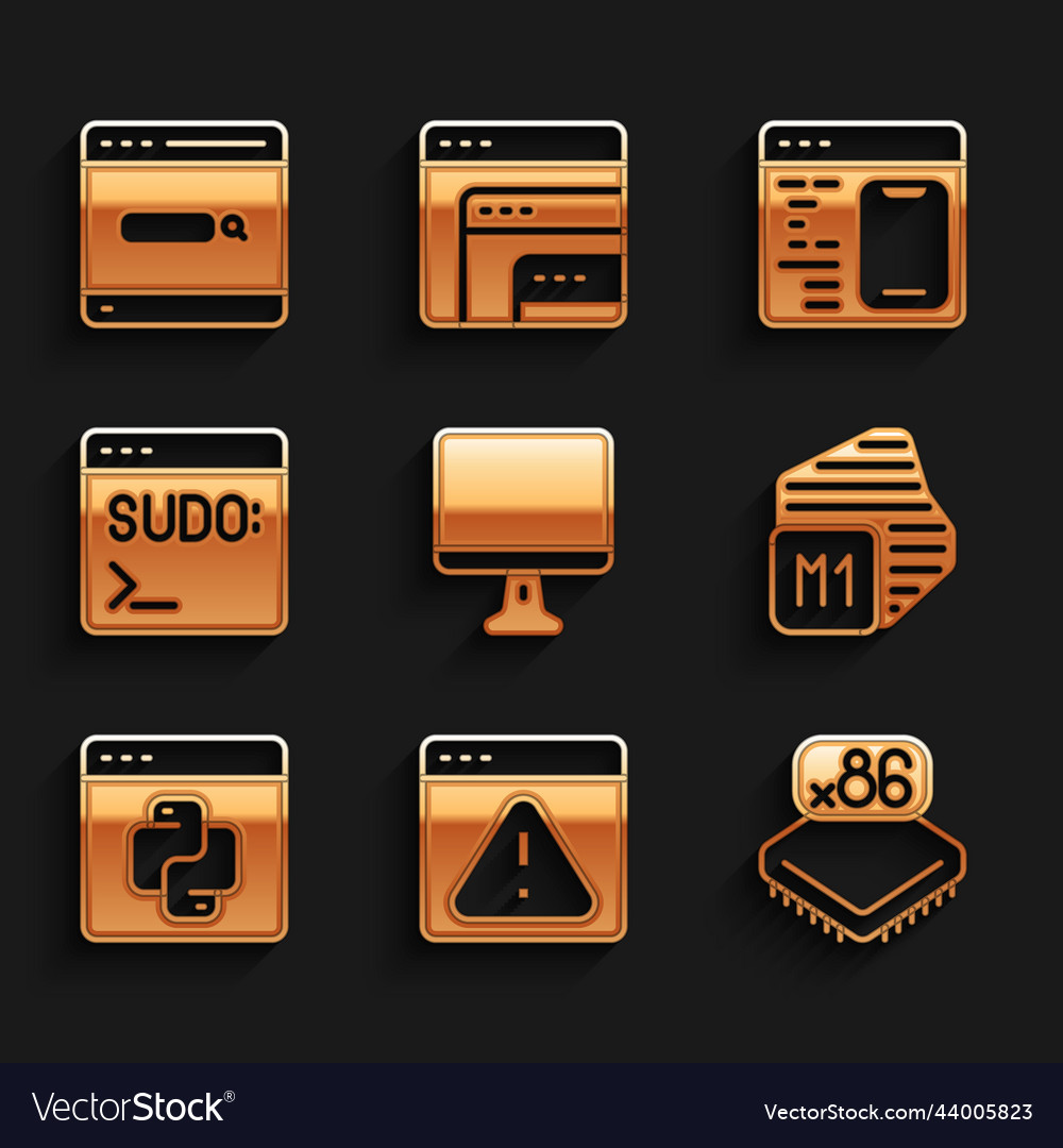 Set computer monitor screen browser vector image Set computer monitor screen browser