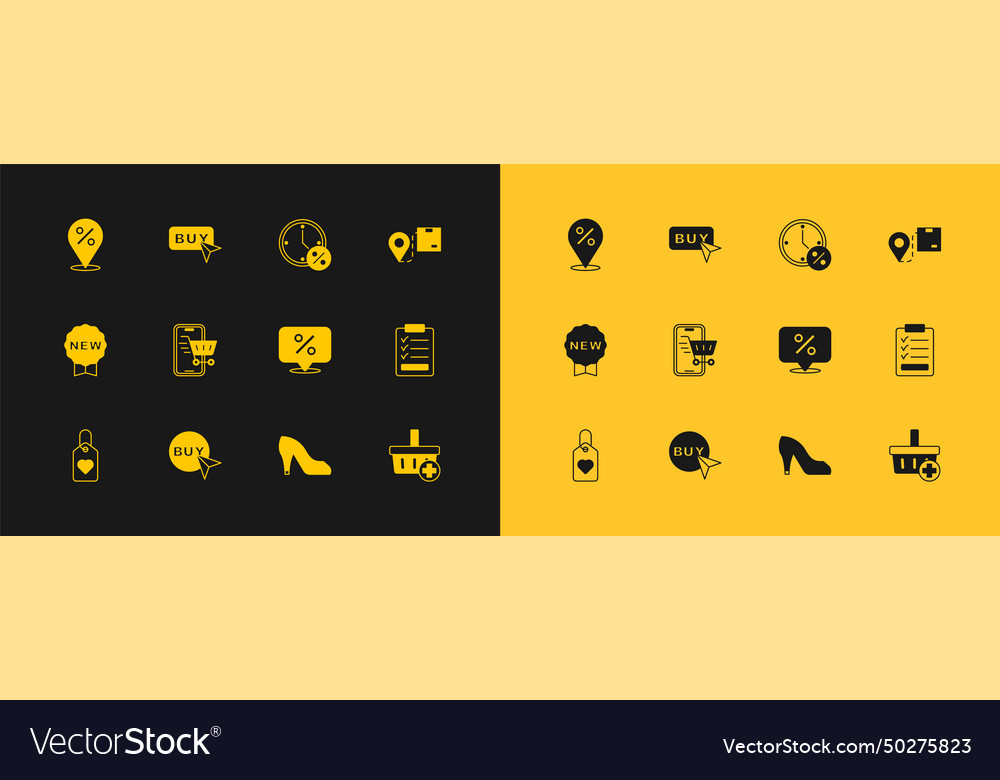 Set location with cardboard box buy button Vector Image Set location with cardboard box buy button