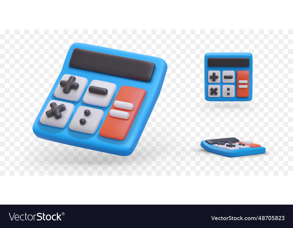 Set of 3d calculators in different