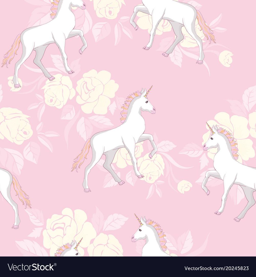 Unicorn and rainbow seamless pattern isolated