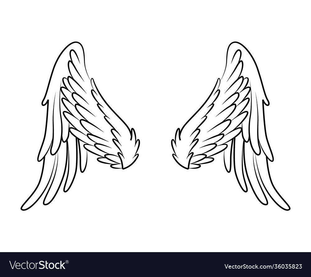 Vintage heraldic wings sketch doodle stylized