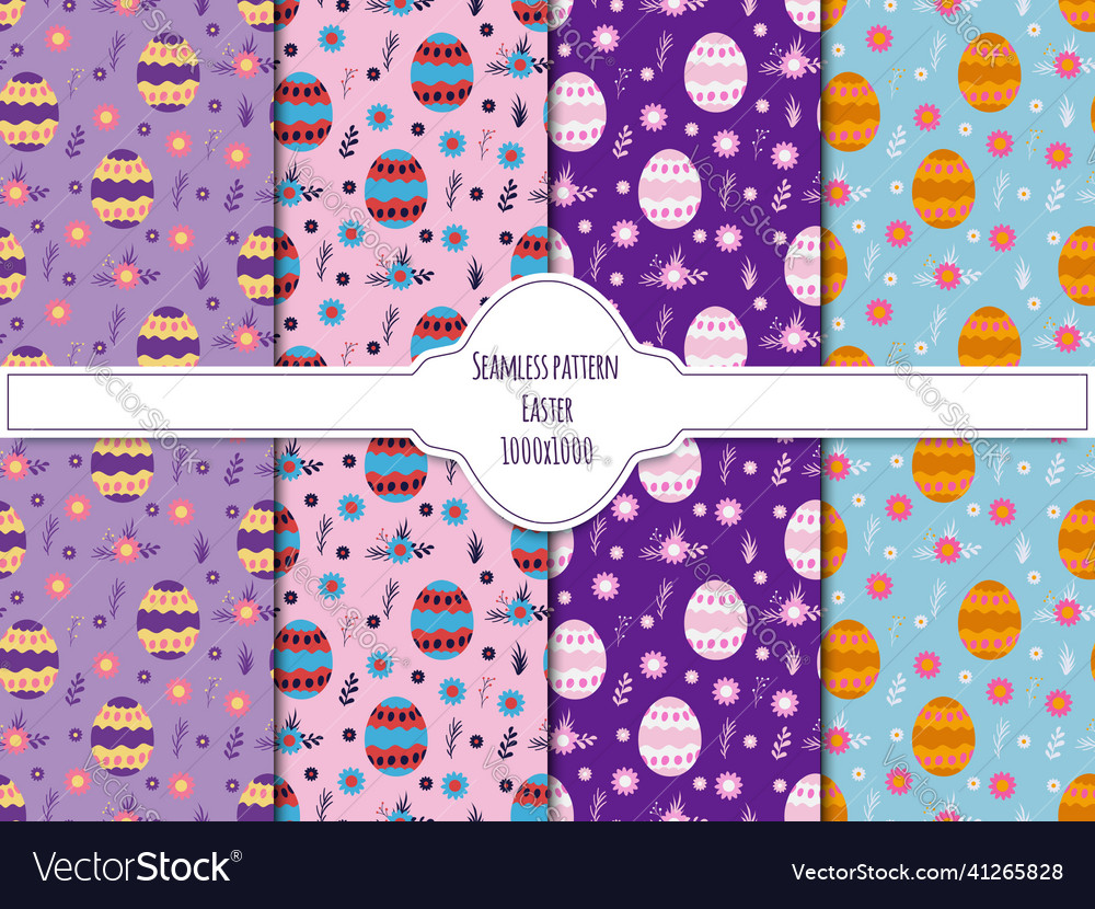 A set of seamless egg patterns with pattern vector image A set of seamless egg patterns with pattern