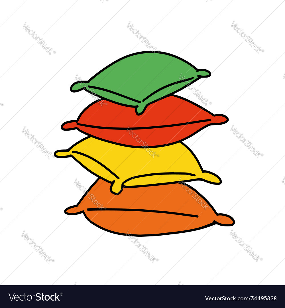 A stack colored pillows soft element vector image A stack colored pillows soft element