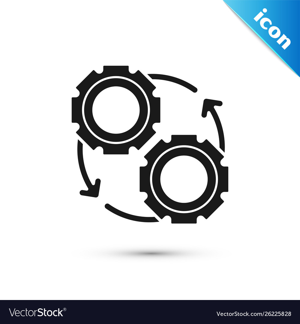 Black gear and arrows as workflow process concept Vector Image