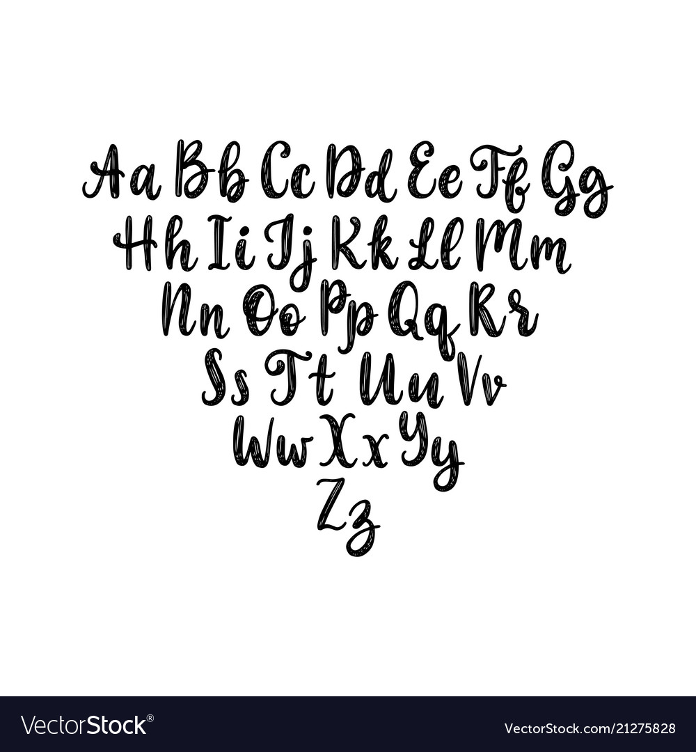 Calligraphic straight font letters on white Vector Image