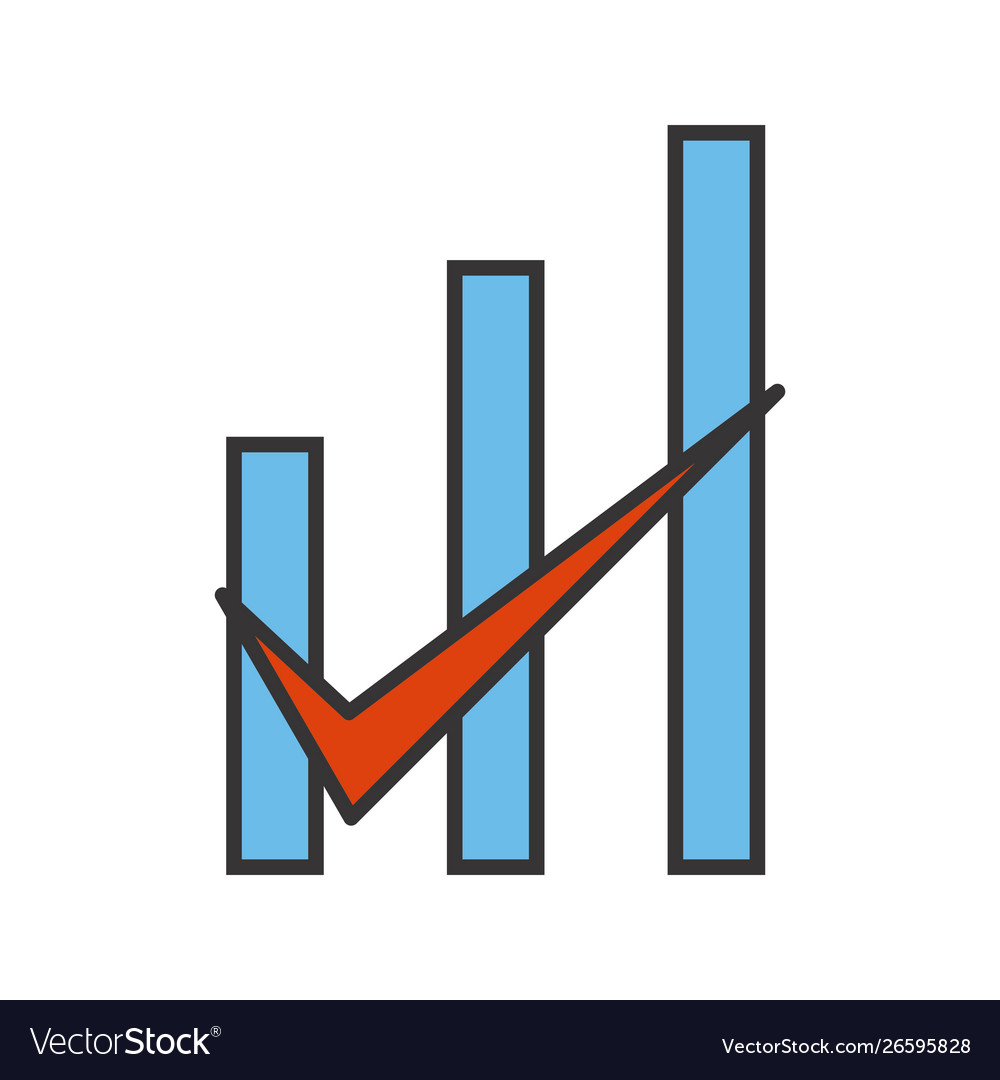 Checked bar graph line filled icon