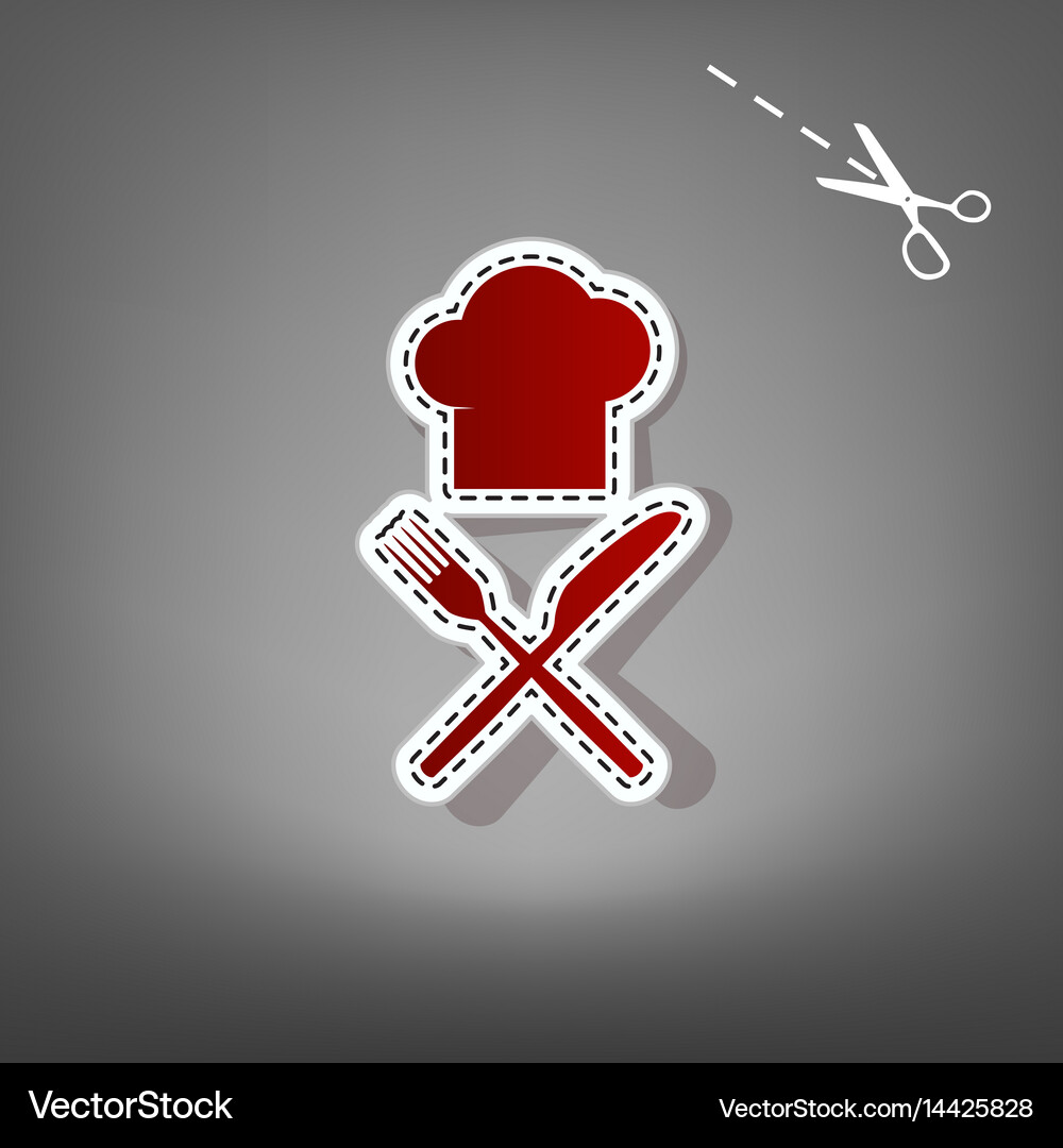 Chef with knife and fork sign red icon Royalty Free Vector