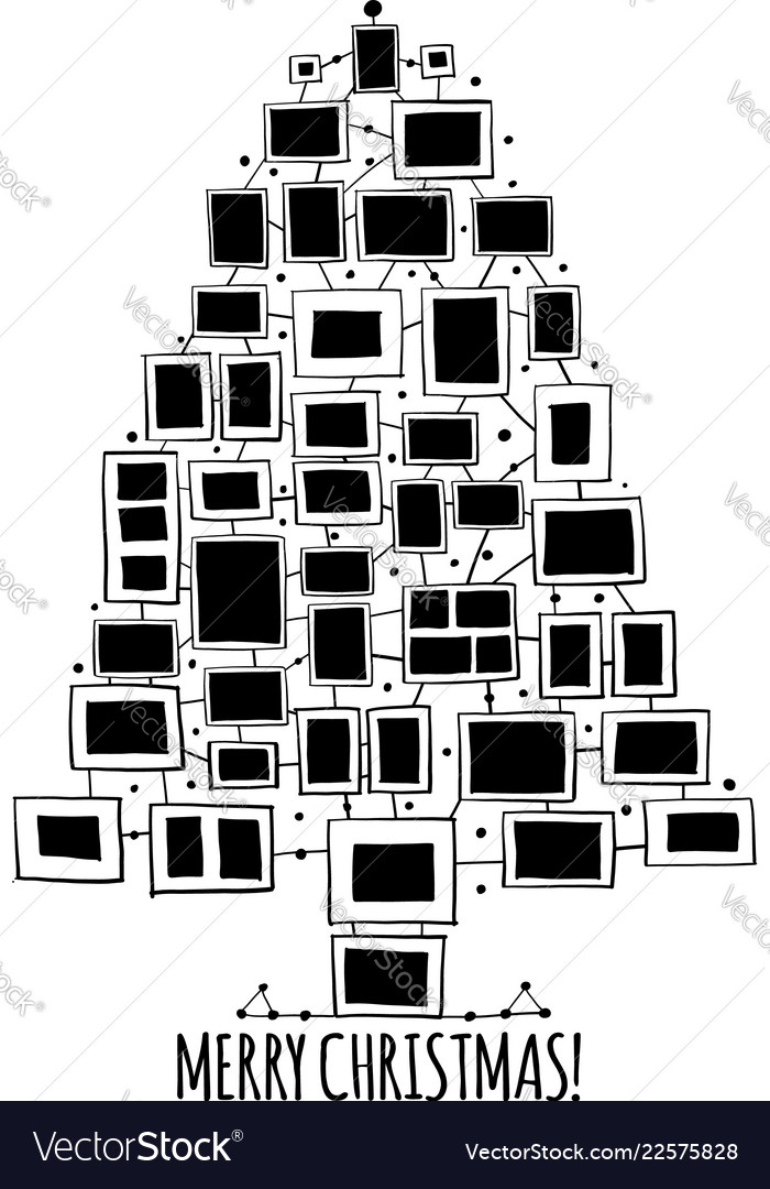 Christmas tree made from photo frames greeting
