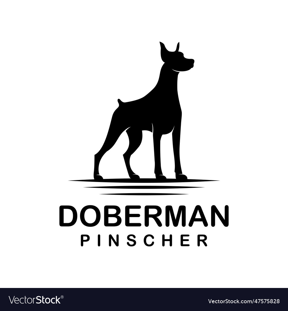 Doberman pincher flat style logo Royalty Free Vector Image