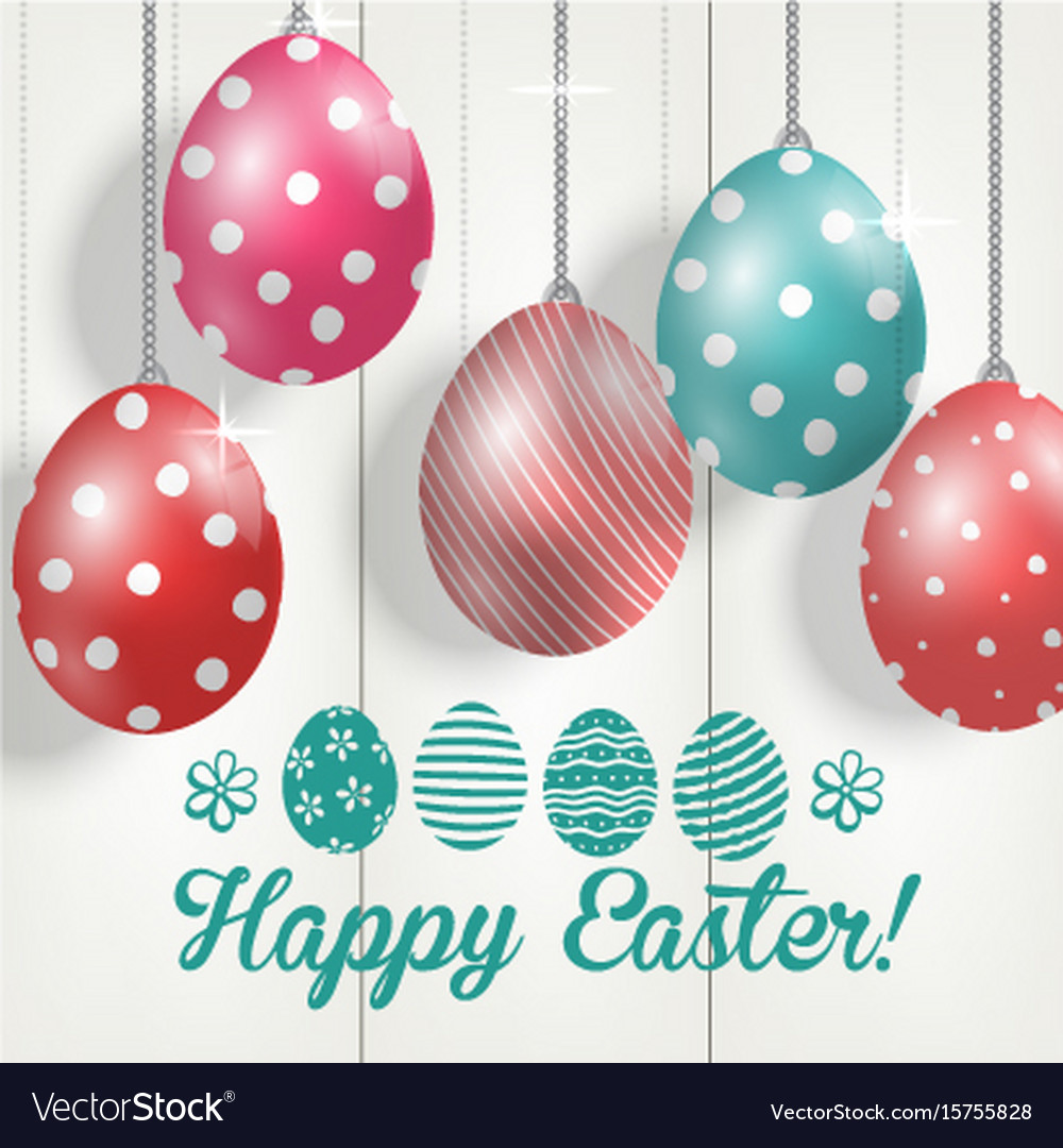 Easter colorful eggs on wooden background