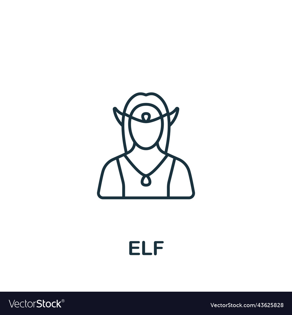Elf icon monochrome simple line game element vector image Elf icon monochrome simple line game element