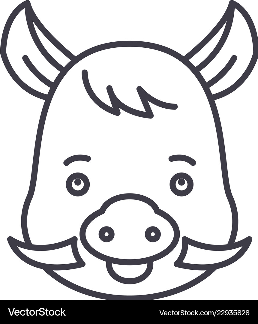 Funny boar line icon concept boar Royalty Free Vector Image