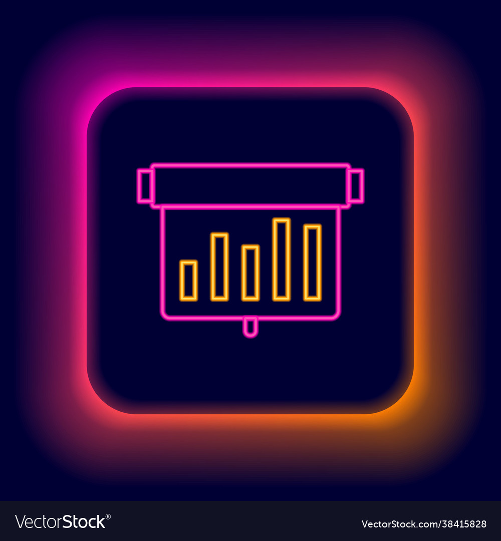 Glowing neon line board with graph chart icon