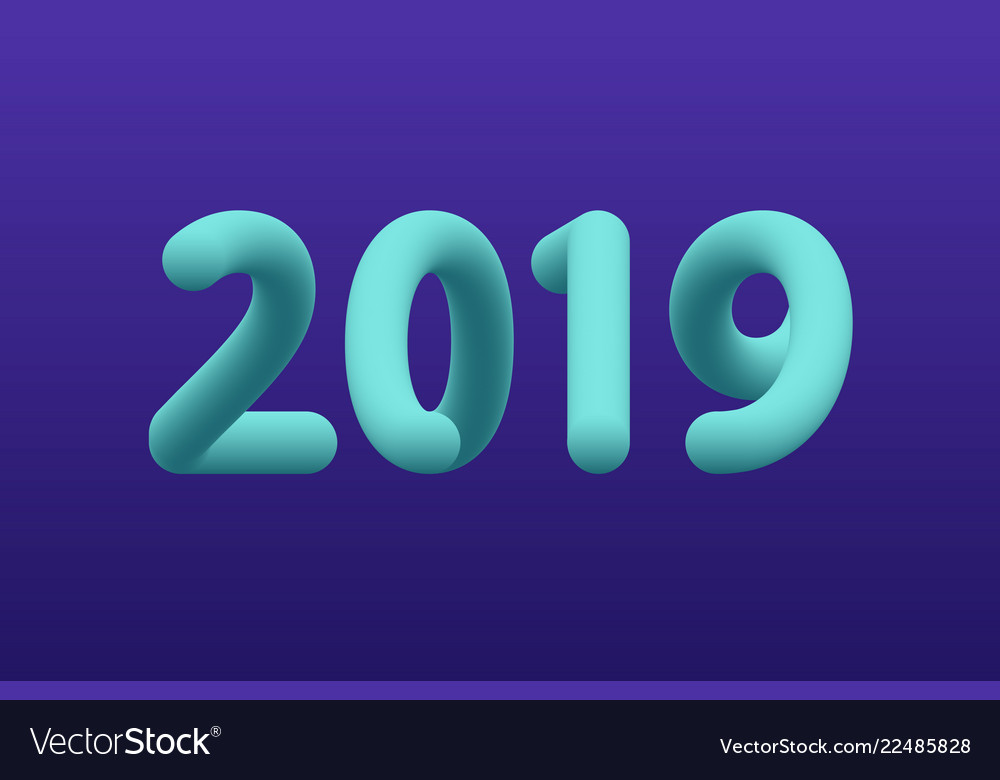 Inflated number blue figures of 2019 new year