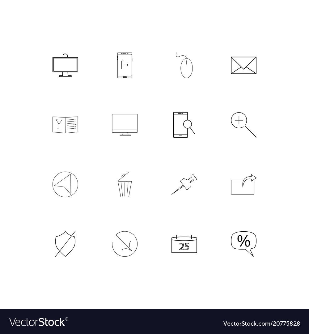 Interface linear thin icons set outlined simple