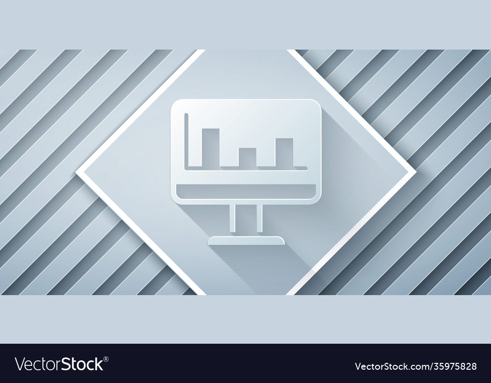 Paper cut computer monitor with graph chart icon vector image Paper cut computer monitor with graph chart icon