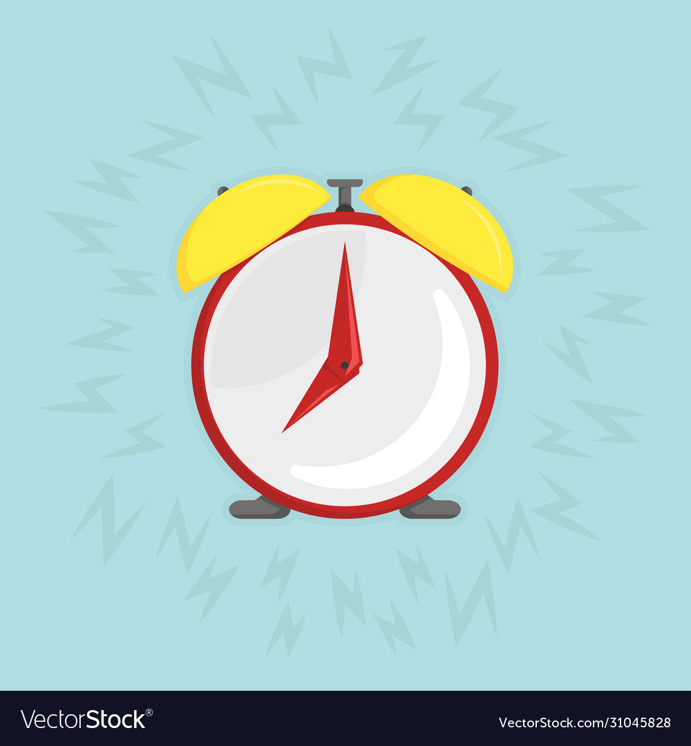 Red ringing alarm clock with shadow