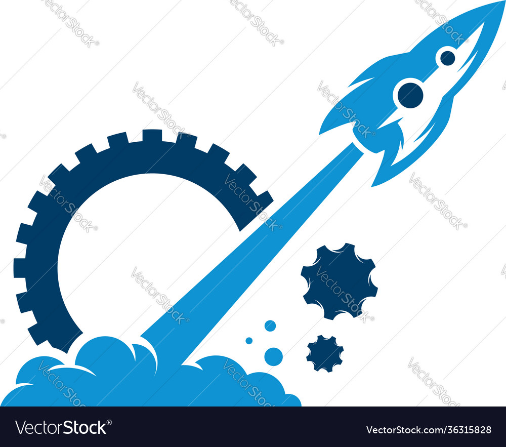 Rocket gear logo designs concept service vector image Rocket gear logo designs concept service