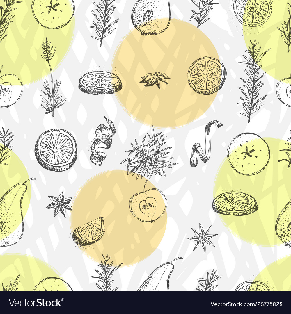 Seamless pattern with hand drawn christmas winter