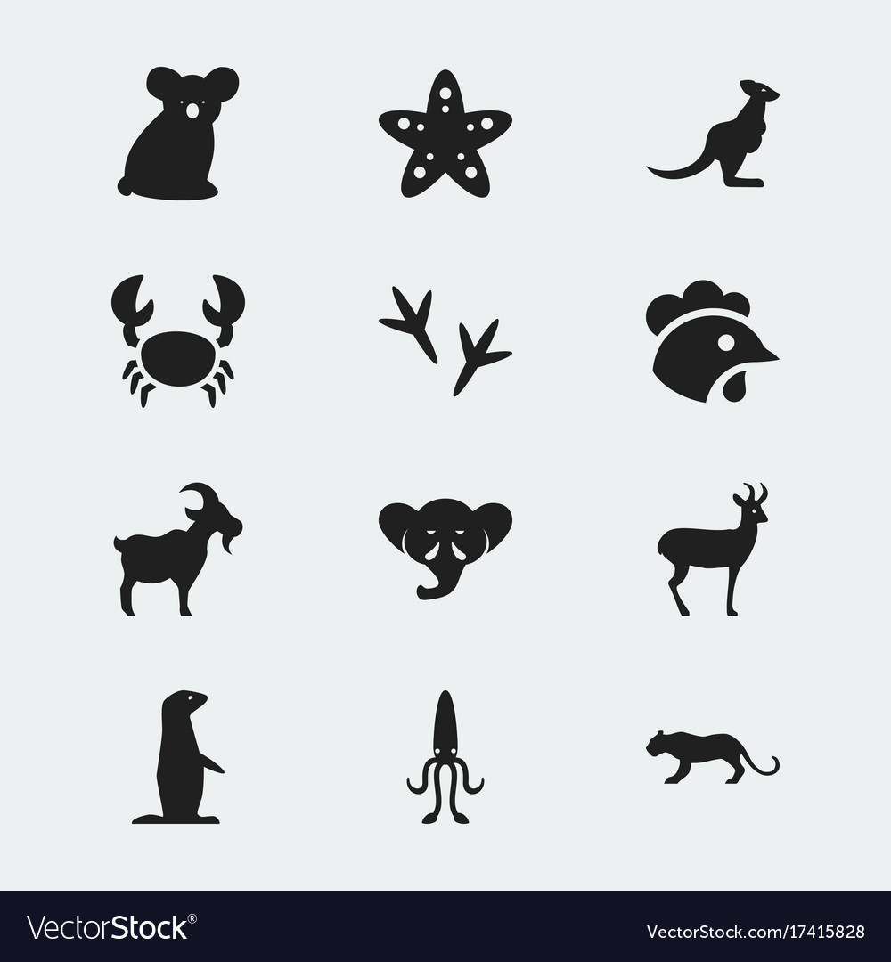 Set of 12 editable zoo icons includes symbols