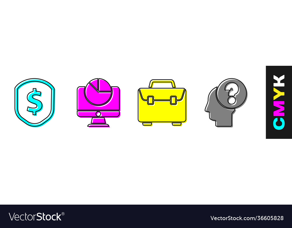 Set shield with dollar computer monitor vector image Set shield with dollar computer monitor